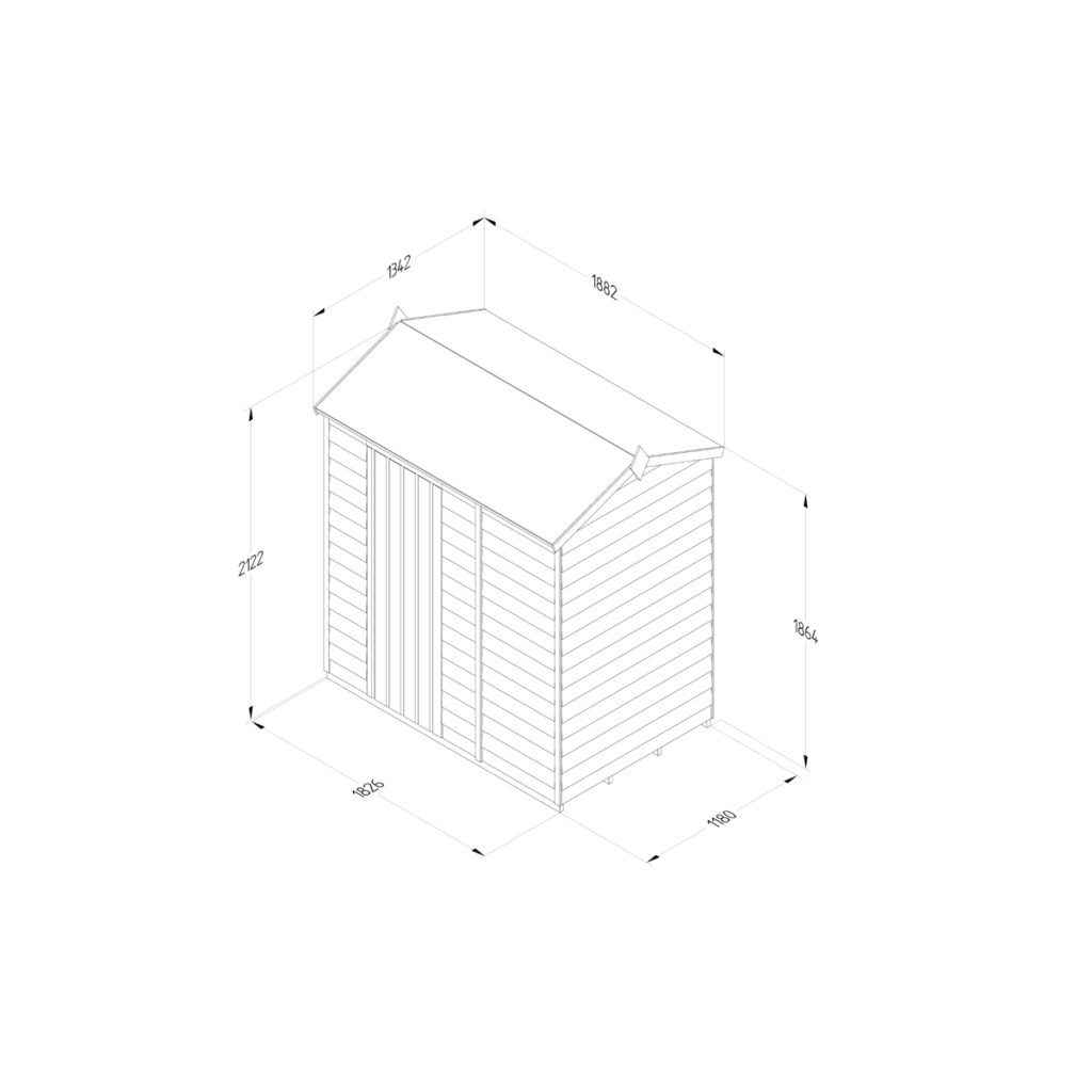 4LIFE Reverse Apex Shed 6×4 – Single Door – No Windows (Installation) 5013053200575 2
